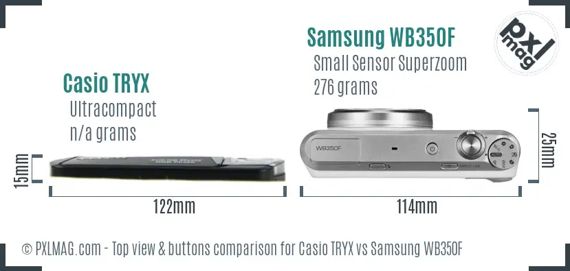 Casio TRYX vs Samsung WB350F top view buttons comparison