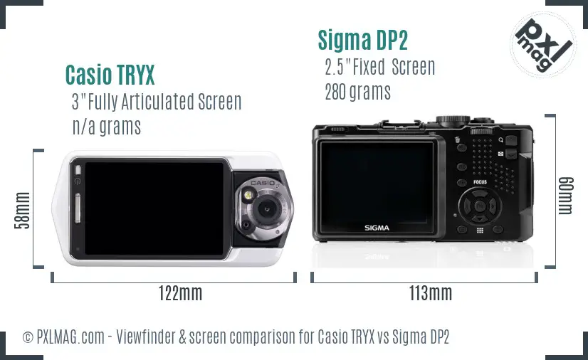 Casio TRYX vs Sigma DP2 Screen and Viewfinder comparison