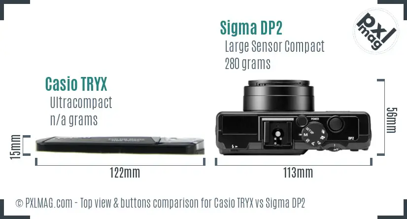 Casio TRYX vs Sigma DP2 top view buttons comparison
