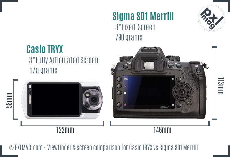 Casio TRYX vs Sigma SD1 Merrill Screen and Viewfinder comparison