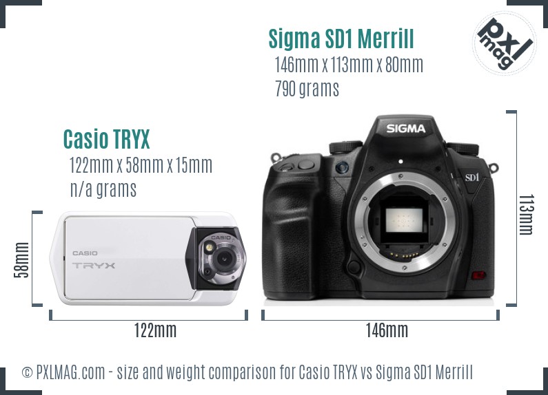 Casio TRYX vs Sigma SD1 Merrill size comparison