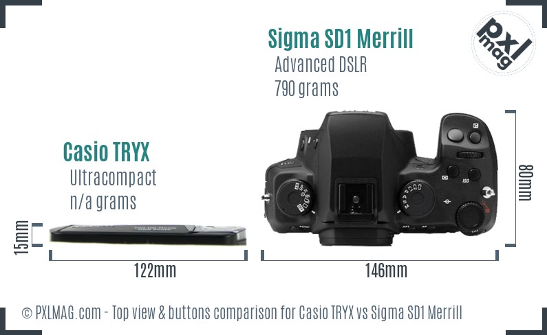 Casio TRYX vs Sigma SD1 Merrill top view buttons comparison