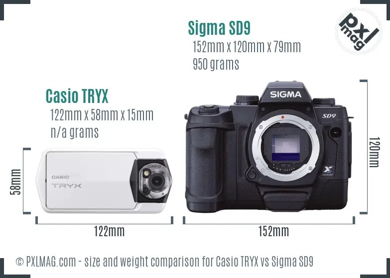 Casio TRYX vs Sigma SD9 size comparison