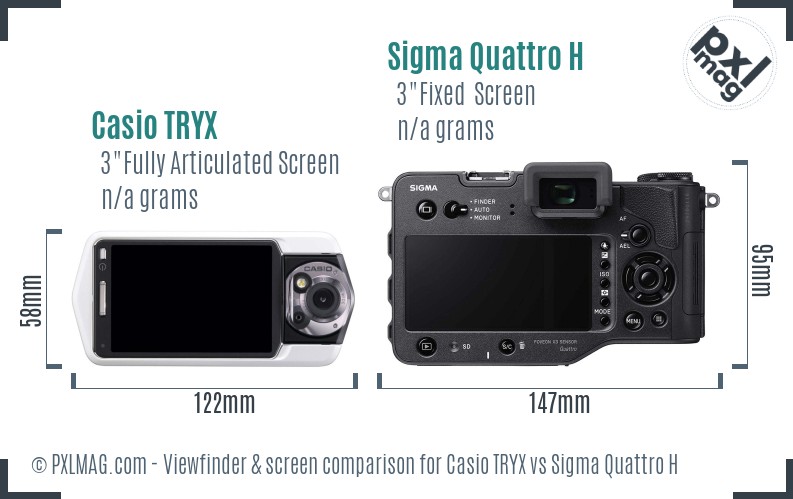 Casio TRYX vs Sigma Quattro H Screen and Viewfinder comparison