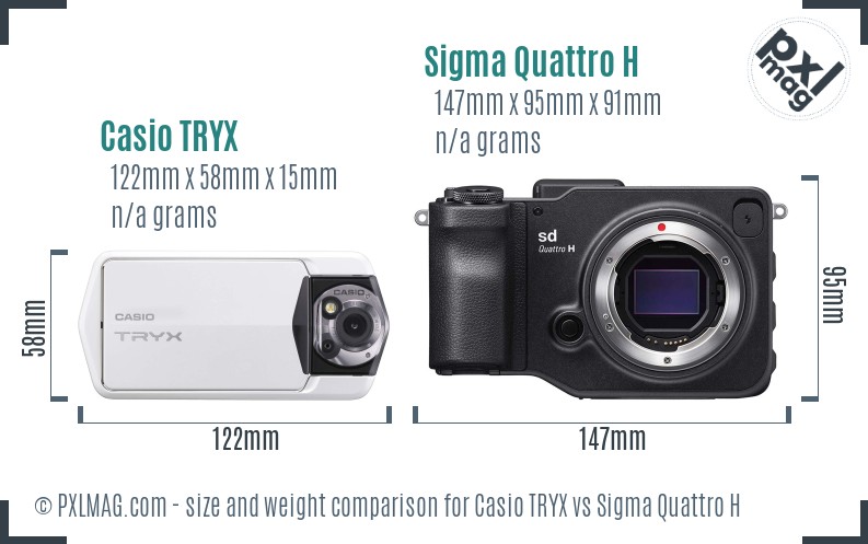 Casio TRYX vs Sigma Quattro H size comparison