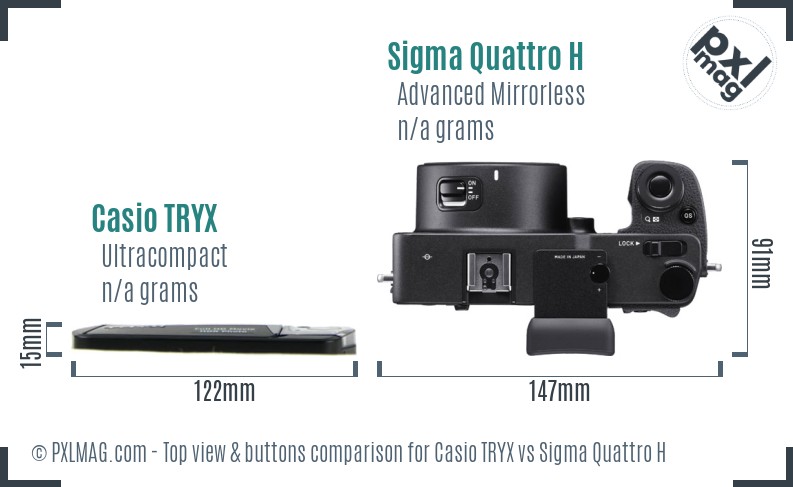 Casio TRYX vs Sigma Quattro H top view buttons comparison