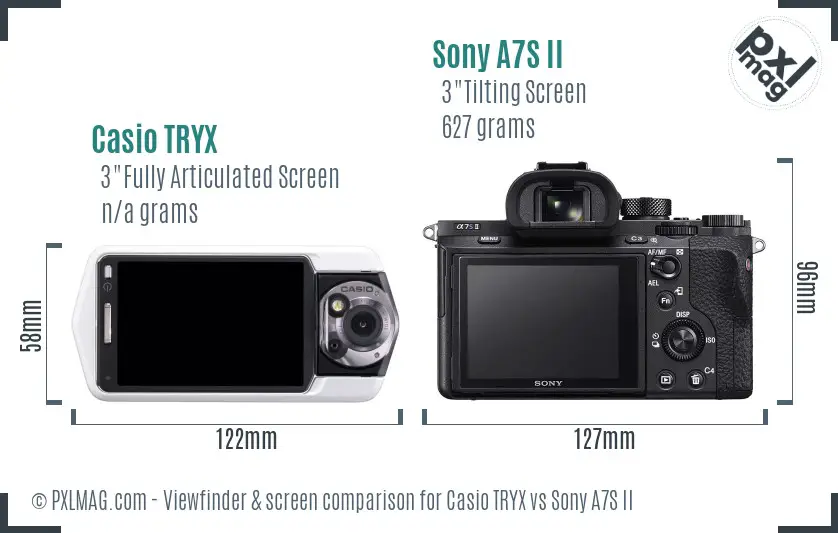 Casio TRYX vs Sony A7S II Screen and Viewfinder comparison