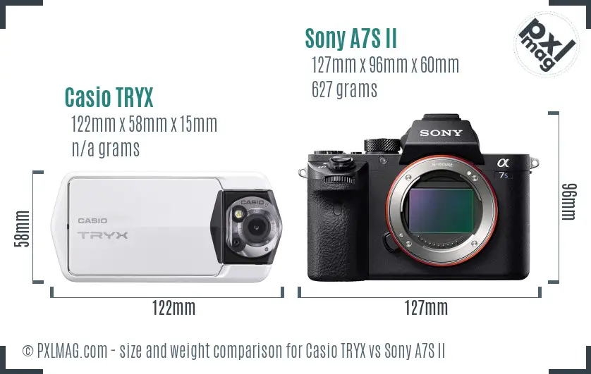 Casio TRYX vs Sony A7S II size comparison