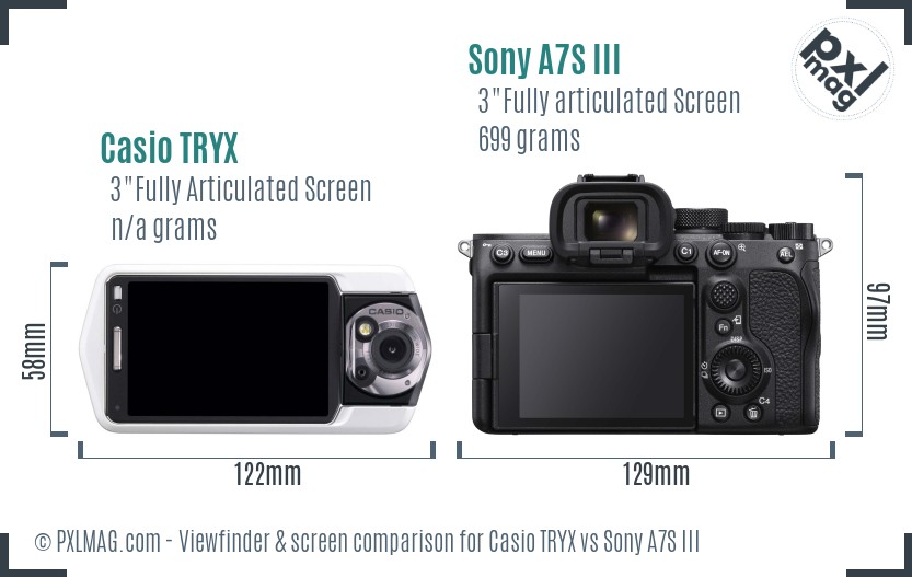 Casio TRYX vs Sony A7S III Screen and Viewfinder comparison