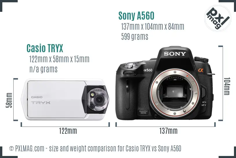 Casio TRYX vs Sony A560 size comparison Casio TRYX vs Sony A560 size comparison