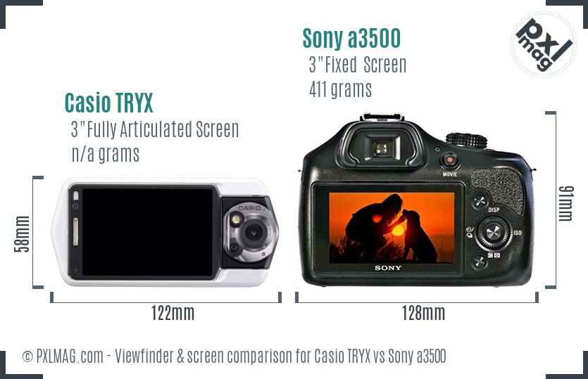 Casio TRYX vs Sony a3500 Screen and Viewfinder comparison