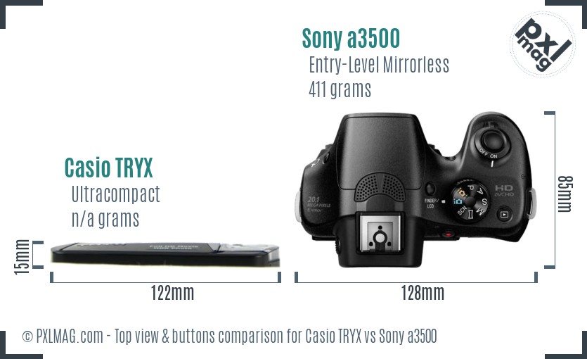 Casio TRYX vs Sony a3500 top view buttons comparison
