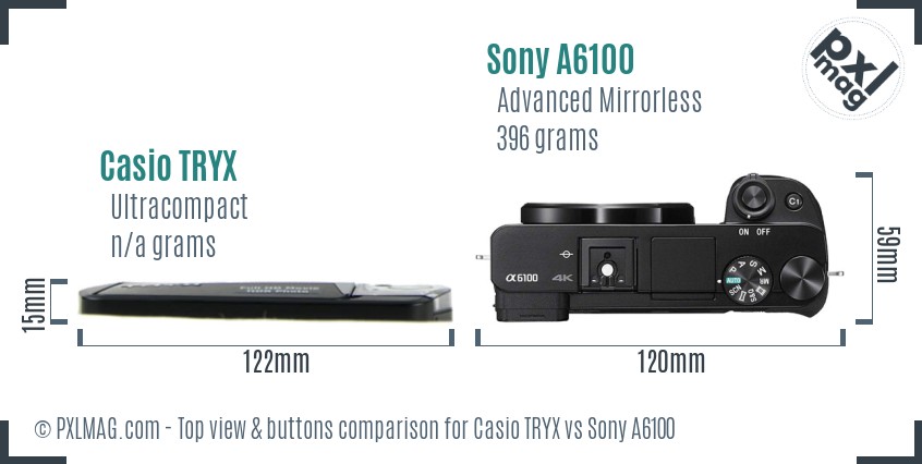 Casio TRYX vs Sony A6100 top view buttons comparison