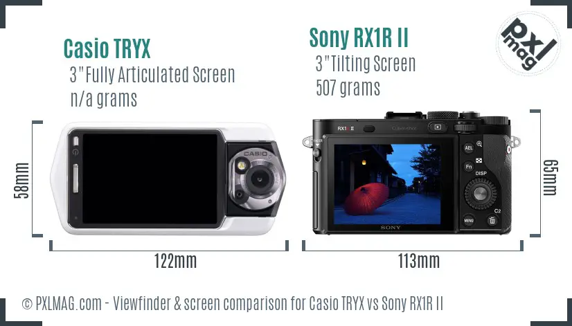 Casio TRYX vs Sony RX1R II Screen and Viewfinder comparison
