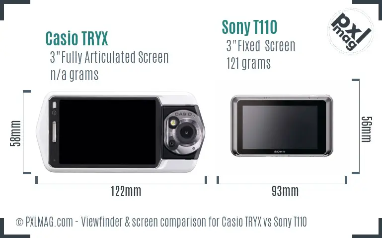 Casio TRYX vs Sony T110 Screen and Viewfinder comparison