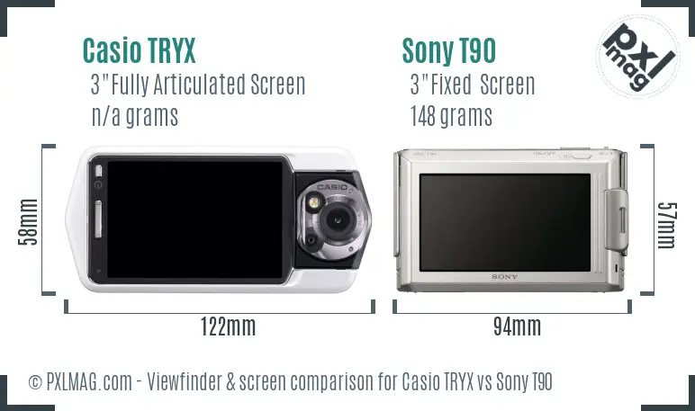Casio TRYX vs Sony T90 Screen and Viewfinder comparison