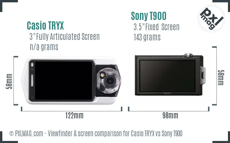 Casio TRYX vs Sony T900 Screen and Viewfinder comparison Casio TRYX vs Sony T900 Screen and Viewfinder comparison