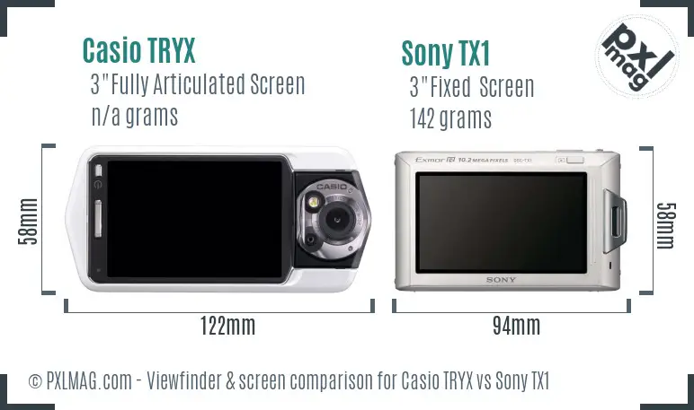 Casio TRYX vs Sony TX1 Screen and Viewfinder comparison