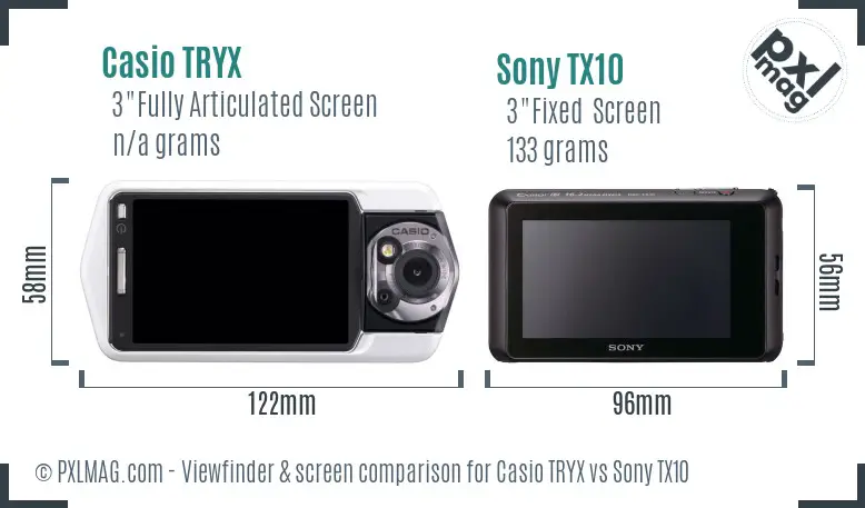 Casio TRYX vs Sony TX10 Screen and Viewfinder comparison