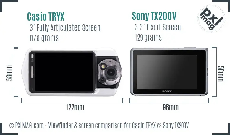 Casio TRYX vs Sony TX200V Screen and Viewfinder comparison