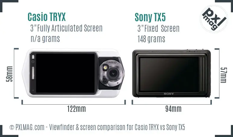 Casio TRYX vs Sony TX5 Screen and Viewfinder comparison