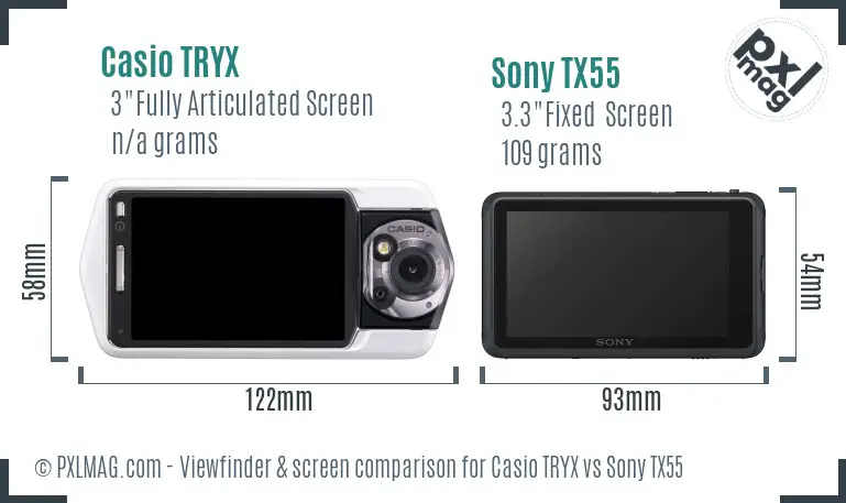 Casio TRYX vs Sony TX55 Screen and Viewfinder comparison