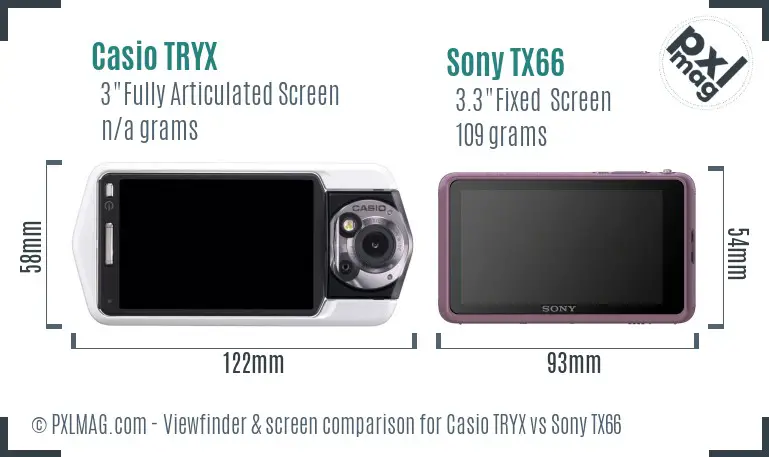 Casio TRYX vs Sony TX66 Screen and Viewfinder comparison