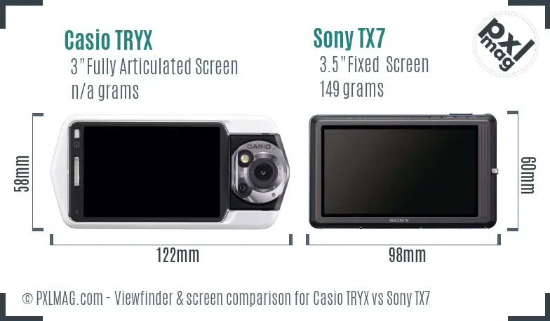 Casio TRYX vs Sony TX7 Screen and Viewfinder comparison