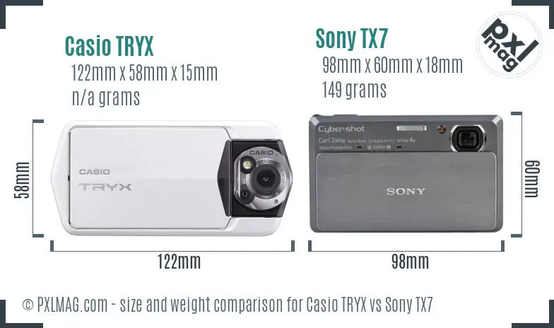 Casio TRYX vs Sony TX7 size comparison