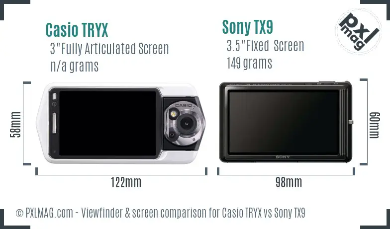 Casio TRYX vs Sony TX9 Screen and Viewfinder comparison