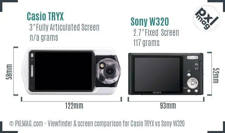 Casio TRYX vs Sony W320 Screen and Viewfinder comparison