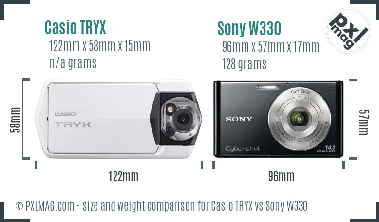 Casio TRYX vs Sony W330 size comparison