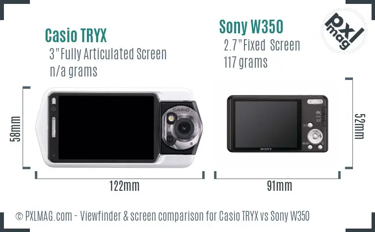 Casio TRYX vs Sony W350 Screen and Viewfinder comparison Casio TRYX vs Sony W350 Screen and Viewfinder comparison