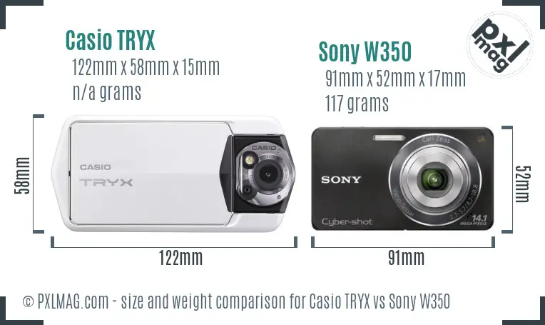 Casio TRYX vs Sony W350 size comparison Casio TRYX vs Sony W350 size comparison