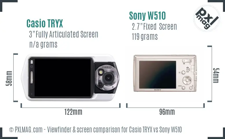 Casio TRYX vs Sony W510 Screen and Viewfinder comparison