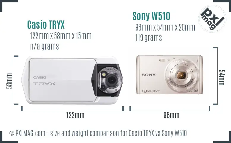 Casio TRYX vs Sony W510 size comparison