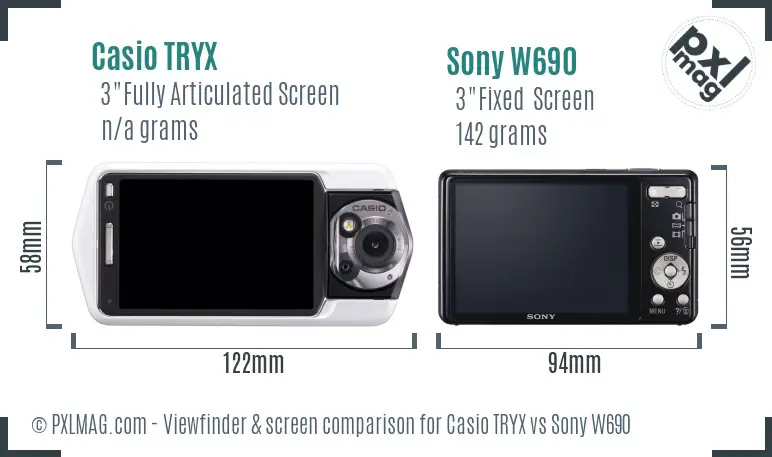 Casio TRYX vs Sony W690 Screen and Viewfinder comparison