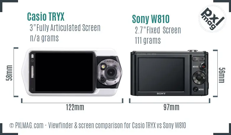 Casio TRYX vs Sony W810 Screen and Viewfinder comparison