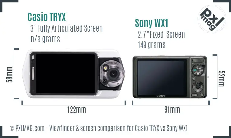 Casio TRYX vs Sony WX1 Screen and Viewfinder comparison