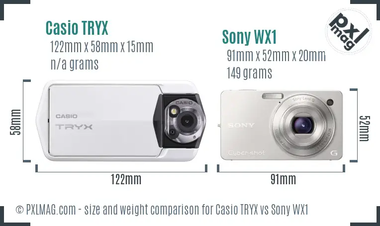 Casio TRYX vs Sony WX1 size comparison