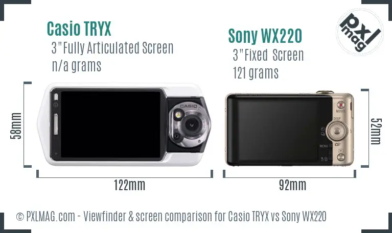 Casio TRYX vs Sony WX220 Screen and Viewfinder comparison