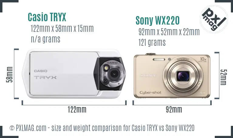 Casio TRYX vs Sony WX220 size comparison