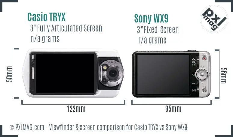 Casio TRYX vs Sony WX9 Screen and Viewfinder comparison