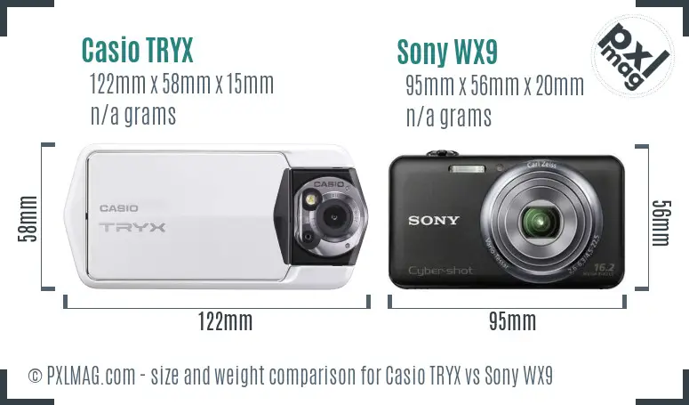 Casio TRYX vs Sony WX9 size comparison