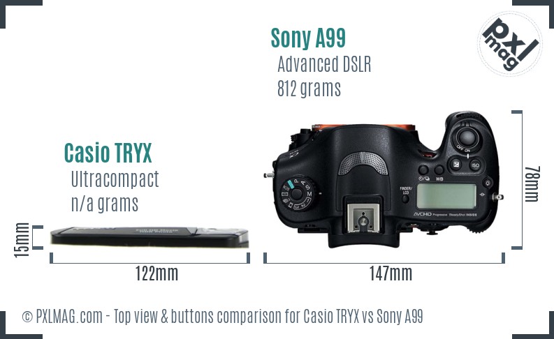Casio TRYX vs Sony A99 top view buttons comparison