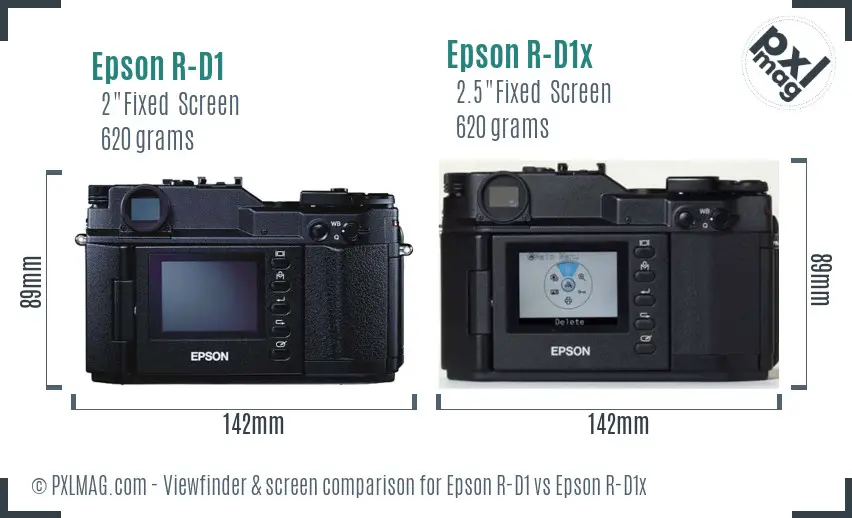 Epson R-D1 vs Epson R-D1x Screen and Viewfinder comparison