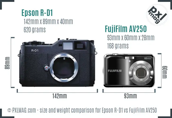 Epson R-D1 vs FujiFilm AV250 size comparison Epson R-D1 vs FujiFilm AV250 size comparison