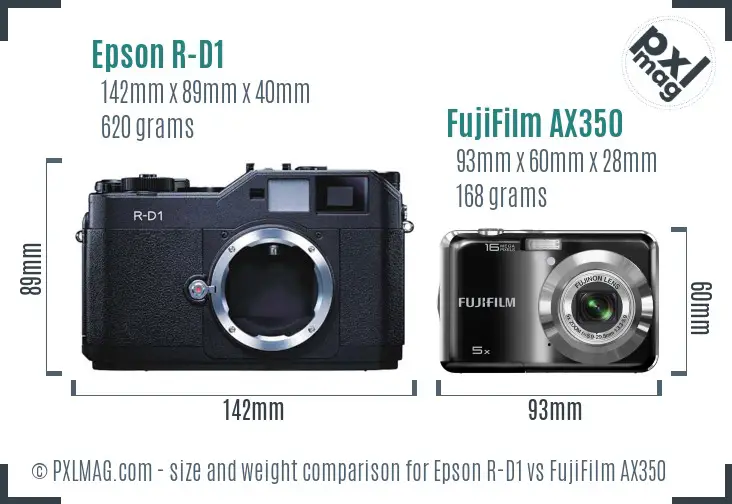 Epson R-D1 vs FujiFilm AX350 size comparison