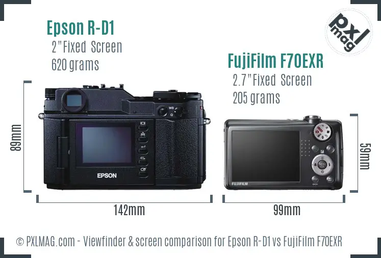 Epson R-D1 vs FujiFilm F70EXR Screen and Viewfinder comparison