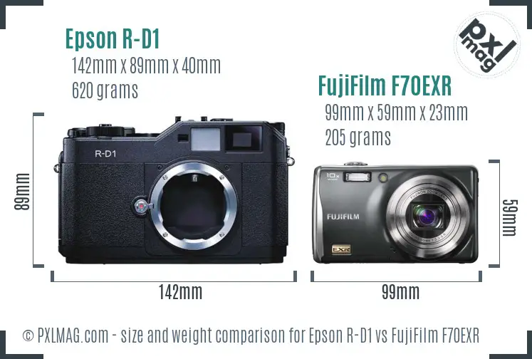 Epson R-D1 vs FujiFilm F70EXR size comparison